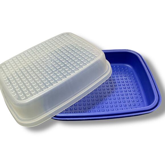 Tupperware Meat Marinade Container Large Dome Season Serve Stack 1294 1295 Blue - Picture 4 of 9